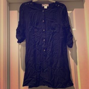 Women’s navy blue military dress pockets buttons